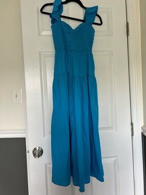 Abercrombie Blue Smocked Midi Dress